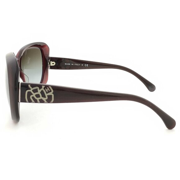 Chanel Camellia Sunglasses with Quilted Case - Burgundy Gradient - Picture 2 of 8